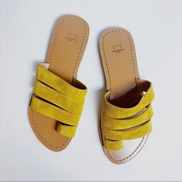 Marc Fisher Shoes - Marc Fisher Rilee Yellow Suede Slide Sandals Size 10